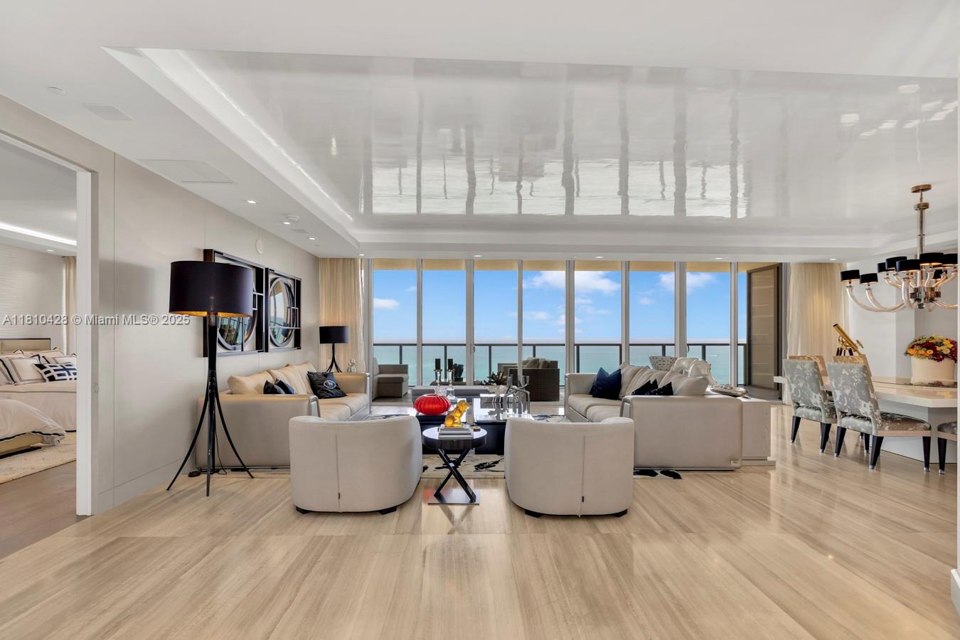 Open-plan great room overlooking the ocean
