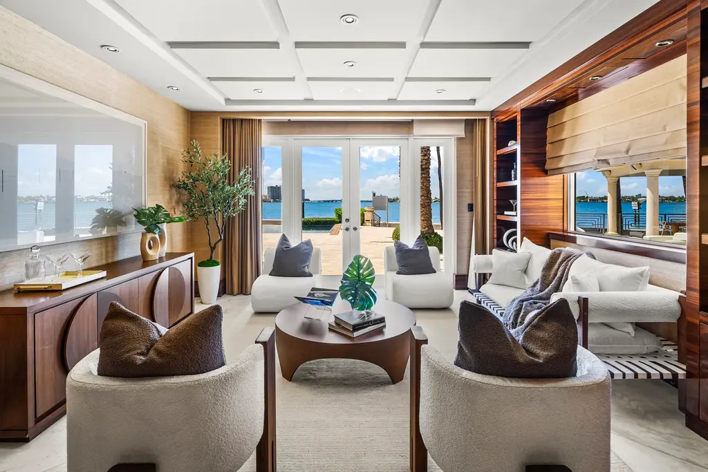 North Bay Road waterfront living room interior, Miami Beach